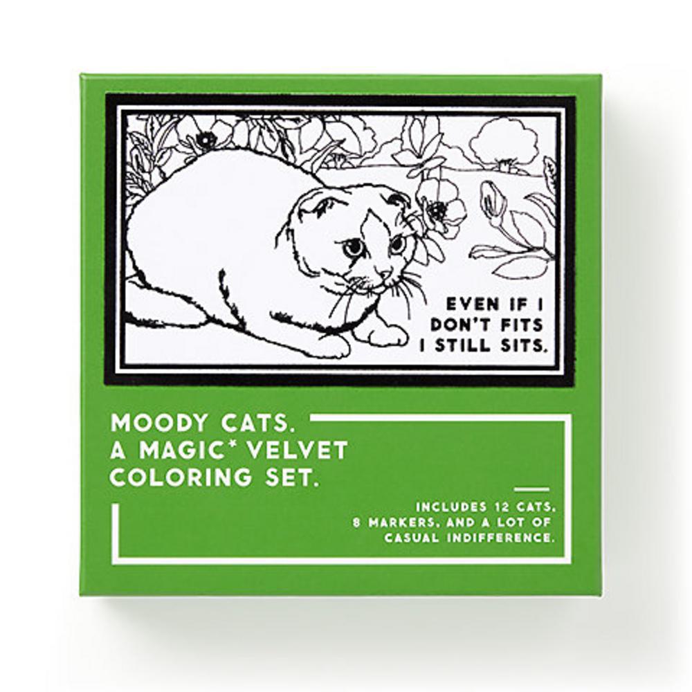 Memo & Notebooks, Art & School, Brass Monkey, Moody Cats, Coloring Set, 12 Cards, 8 Markers, 866158